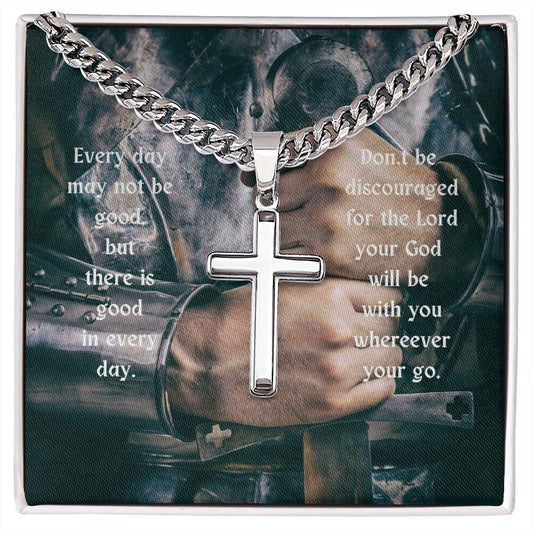 Cross Necklace For Men, Men's Engraved Necklace, Religious Gift For Men