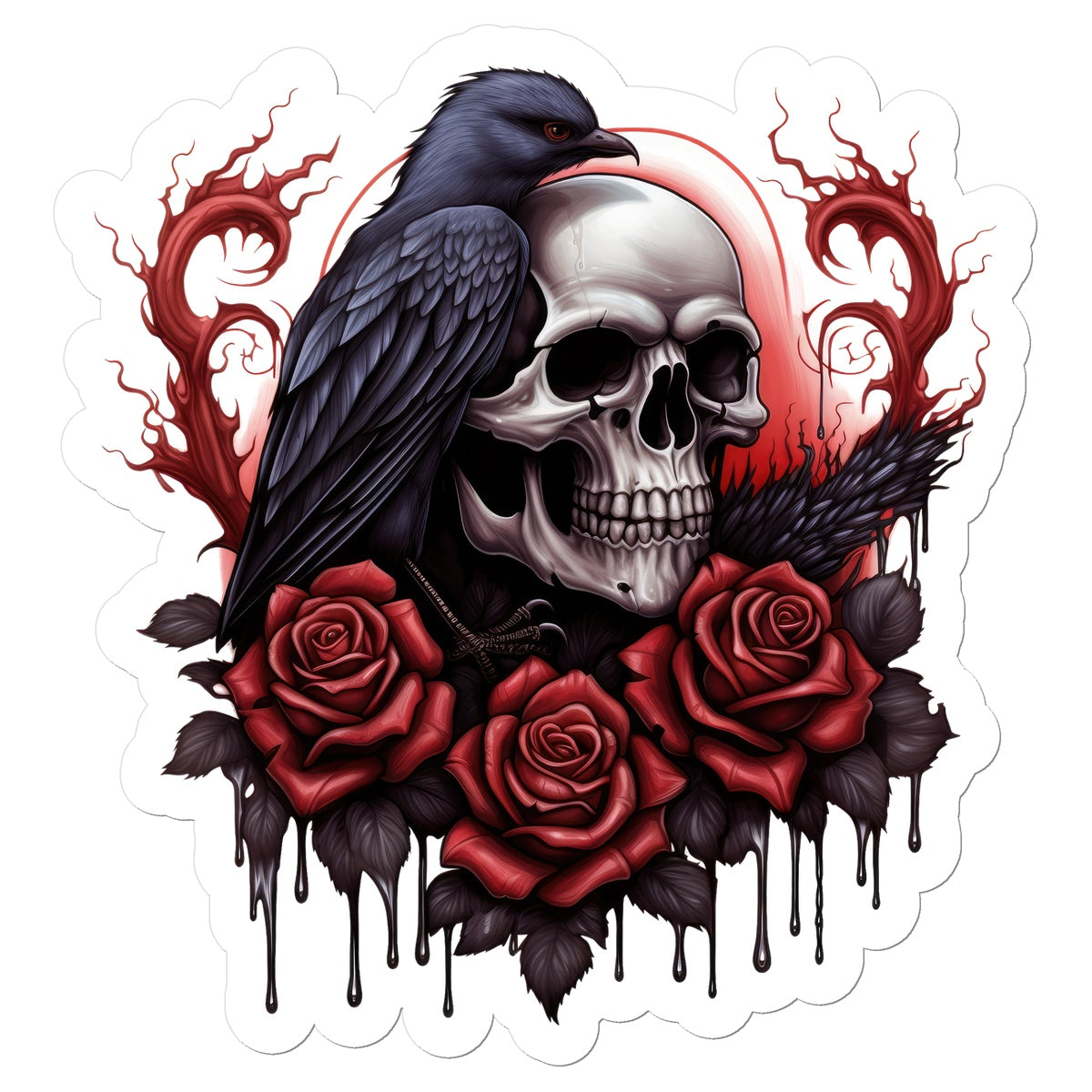 Vinyl Sticker Raven Skull Spooky Sticker Halloween Sticker