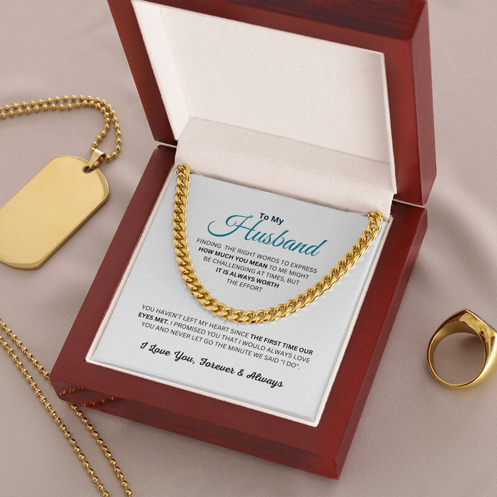 To My Husband, Cuban Link Chain Christmas, Birthday and Anniversary Gift for Men - Zensassy