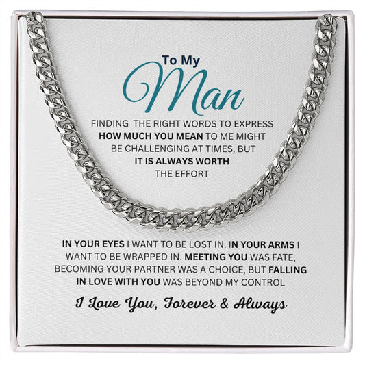 To My Man Cuban Link Chain Necklace, Birthday, Christmas and Anniversary Gift For Men - Zensassy