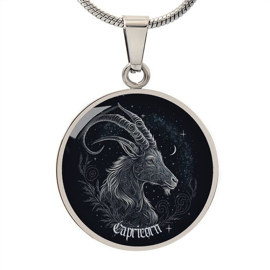 Capricorn Zodiac Sign Necklace, Circle Pendant Jewelry, Birthday Gift For Her - Zensassy
