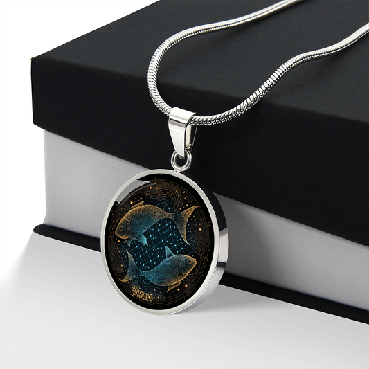 Pisces Zodiac Sign, Circle Pendant Jewerly, Birthday Gift For Her - Zensassy