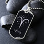 Aries Zodiac Sign Dog Tag Necklace With Military Chain, Birthday Gift For Him - Zensassy