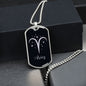 Aries Zodiac Sign Dog Tag Necklace With Military Chain, Birthday Gift For Him - Zensassy