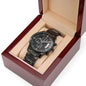 Customizable Engraved Black Chronograph Watch - Zensassy