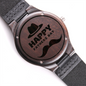 Father's Day Gift Watch, Genuine Leather Strap Engraved Wooden Watch, Gift For Dad - Zensassy