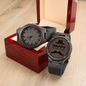 Father's Day Gift Watch, Genuine Leather Strap Engraved Wooden Watch, Gift For Dad - Zensassy