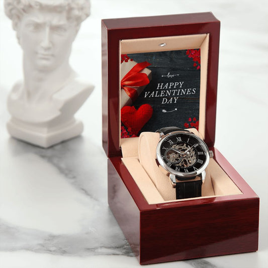 Men`s Openwork Watch, Valentines Message Card , Gift for Him, Boyfriend, Husband and Partner - Zensassy
