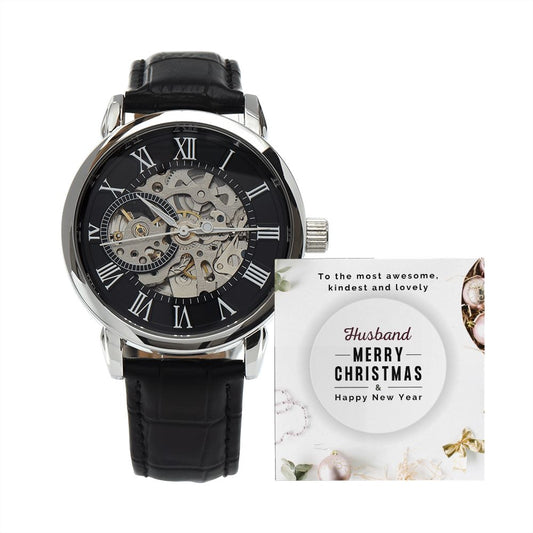 Husband Christmas Card, Openwork Watch Christmas Gift For Husband, Holiday Present - Zensassy