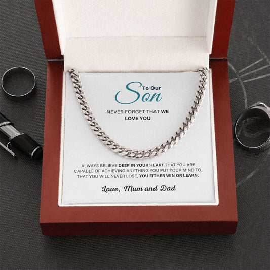 To Our Son, Cuban Link Chain Necklace, Christmas and Birthday Gift for Son - Zensassy