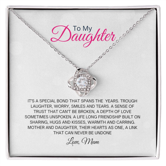 Mum to Daughter Love Knot Necklace, Birthday, Christmas Gift For Daughter - Zensassy