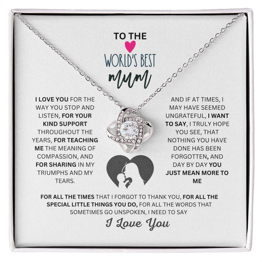 Word's Best Mum, Gold Finish Necklace, Christmas and Birthday Gift, Mum Necklace - Zensassy