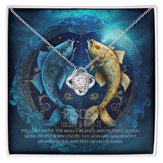 Women's Birthday Gift, Pisces Zodiac Sign, Gold Plated Cubic Zirconia Pendant Necklace