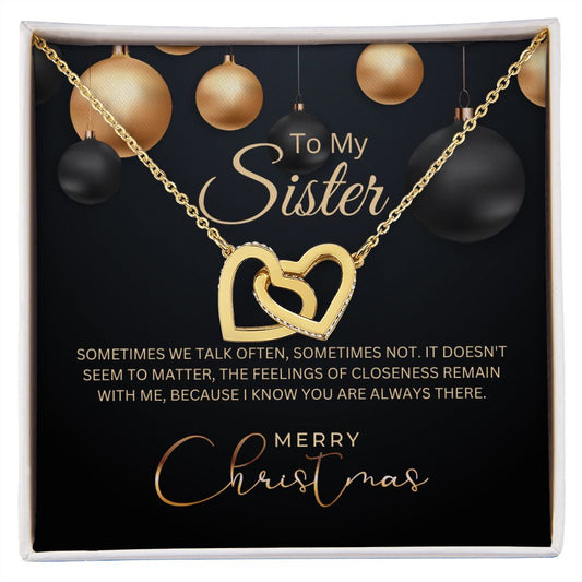 Interlocking Hearts 14K Gold Finish Necklace, Christmas Gift For Sister, Women Necklace - Zensassy