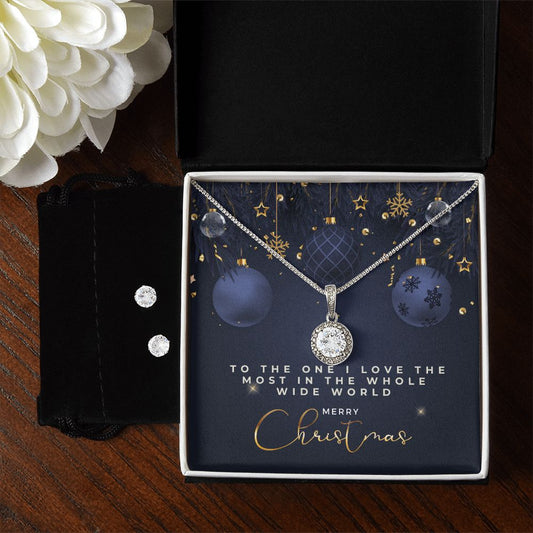 Wife Christmas Jewerly Set, 14K White Gold Finish, Necklace And Earring Set, Christmas Gift for Wife, Girlfriend and Partner - Zensassy