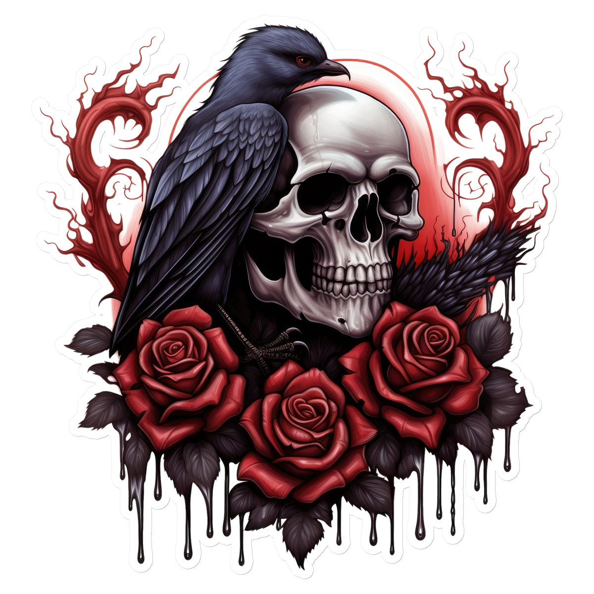 Vinyl Sticker Raven Skull Spooky Sticker Halloween Sticker