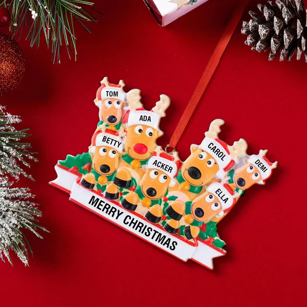 Custom Name Reindeer Family, Personalised Christmas Ornaments