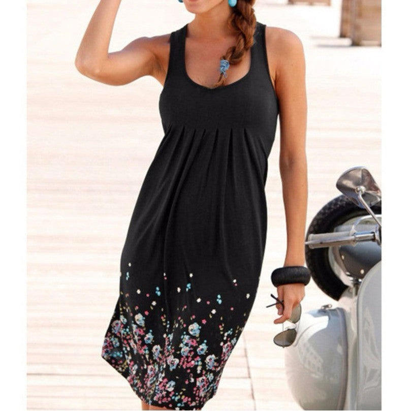 Women Dresses,  Sleeveless Summer DressLadies Casual Black Plus Size Loose Dress Boho Beach Dress