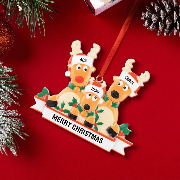 Custom Name Reindeer Family, Personalised Christmas Ornaments