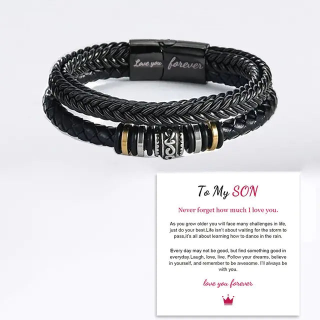 Braided Leather Bracelet, Gift For Son, Grandson, Husband