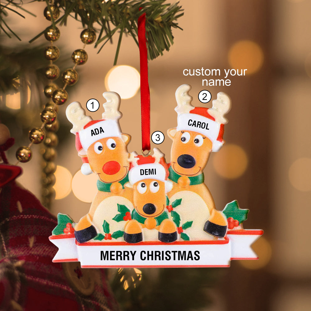 Custom Name Reindeer Family, Personalised Christmas Ornaments