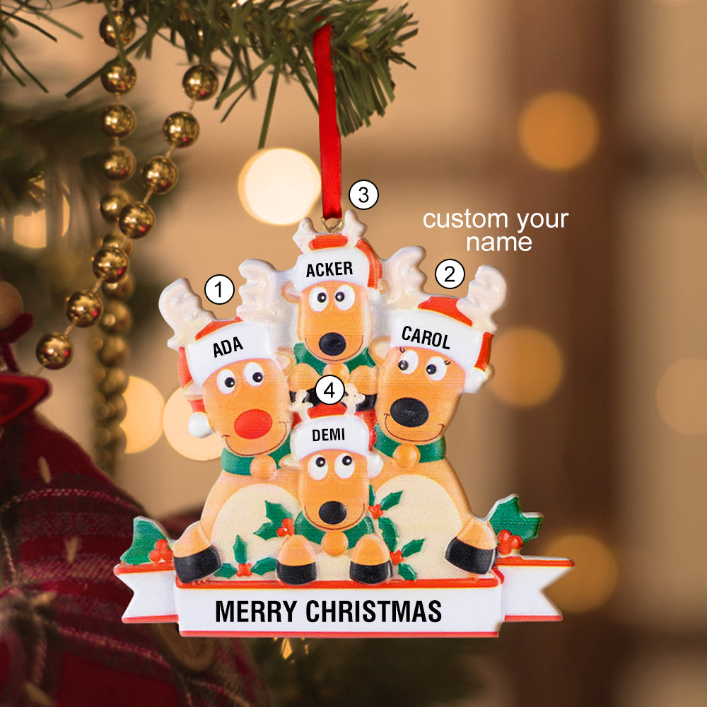 Custom Name Reindeer Family, Personalised Christmas Ornaments