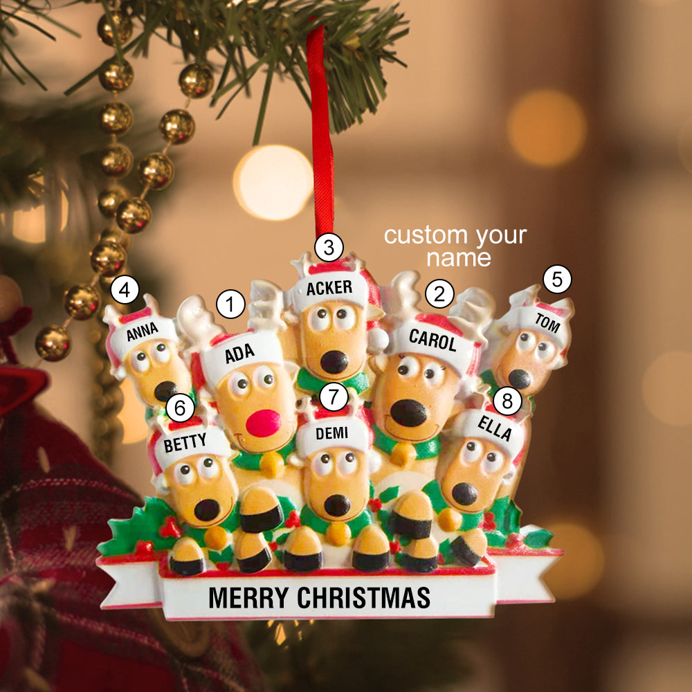 Custom Name Reindeer Family, Personalised Christmas Ornaments