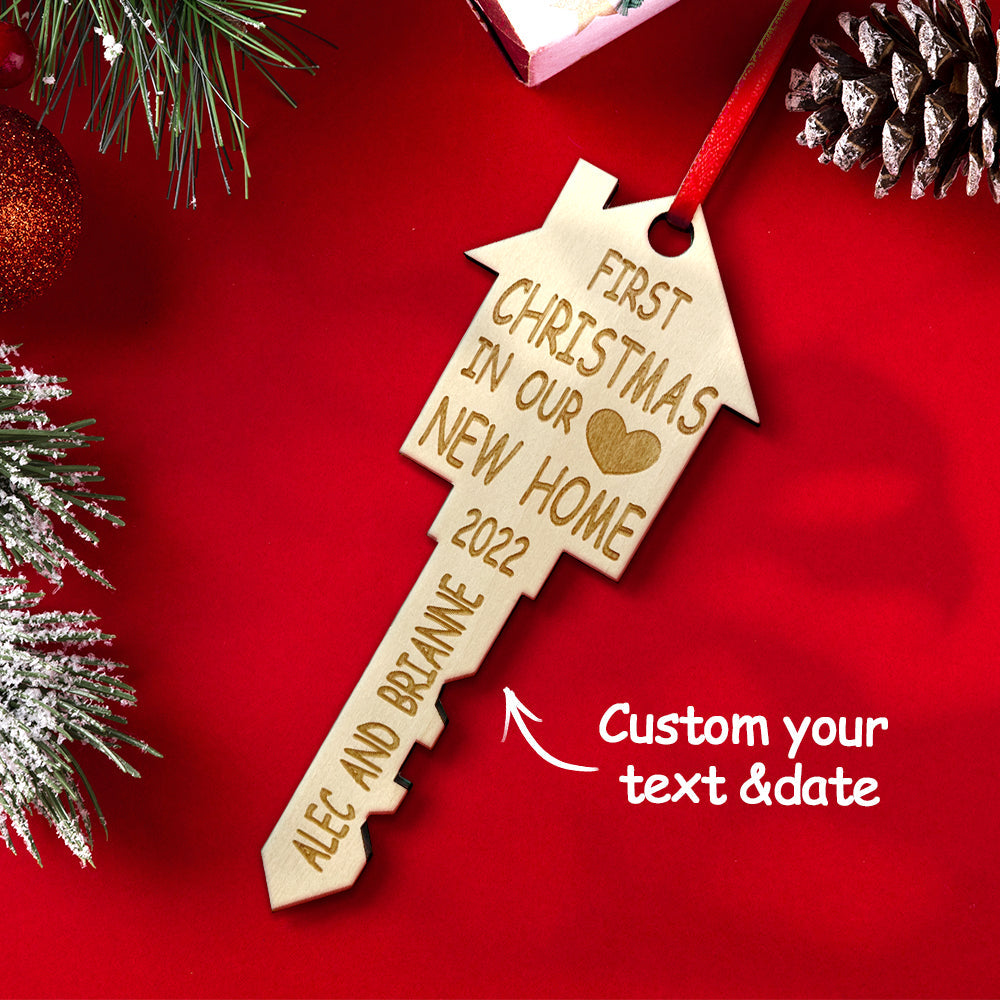 Personalised First Home Christmas Ornament Wooden Key Christmas Decoration Gift for Family