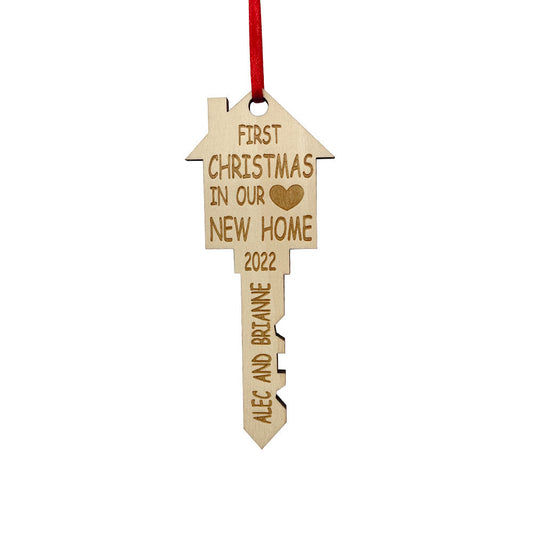 Personalised First Home Christmas Ornament Wooden Key Christmas Decoration Gift for Family