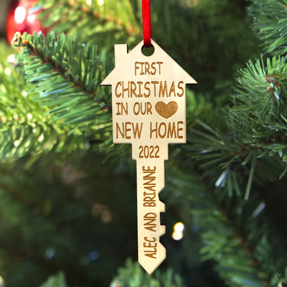 Personalised First Home Christmas Ornament Wooden Key Christmas Decoration Gift for Family