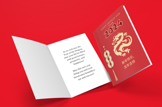 Lunar New Year 2024,Year of Wood Dragon Gift, Chinese Zodiac Greeting Card