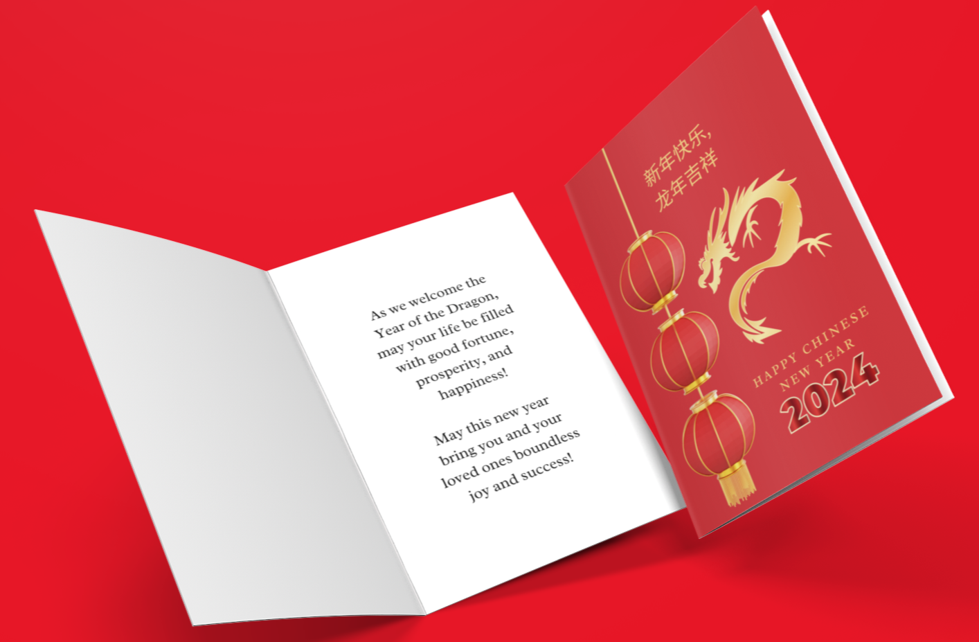 Chinese New Year 2024, Year of Dragon, Chinese Zodiac Gift, Greeting Card