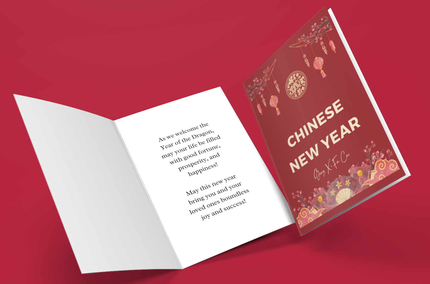 Lunar New Year 2024 Greeting Card, The Year of Dragon, Dragon Zodiac