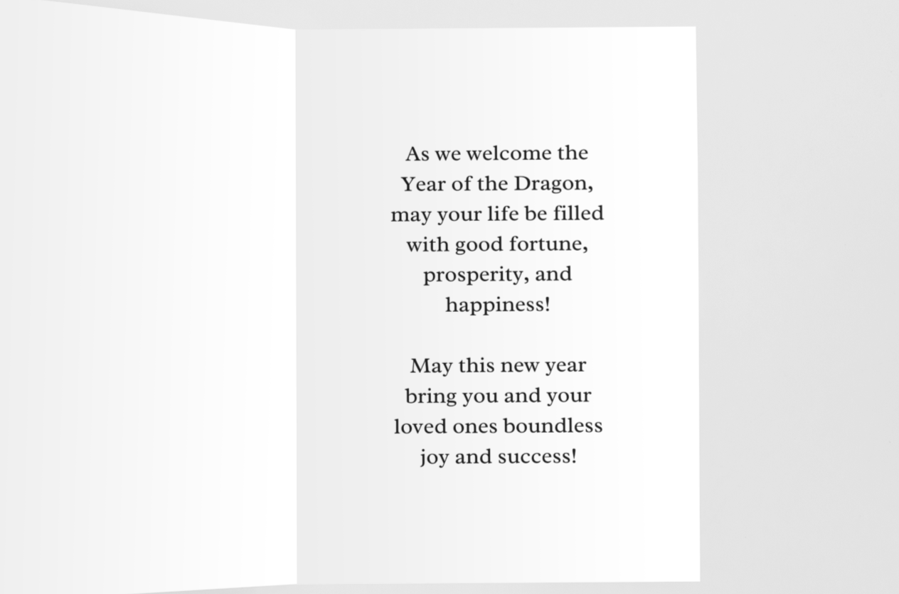 Lunar New Year 2024 Greeting Card, The Year of Dragon