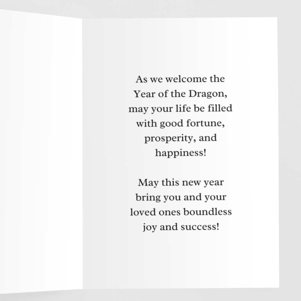 Chinese New Year 2024, Year of Dragon, Chinese Zodiac, Chinese Dragon, Lunar New Year Greeting Card