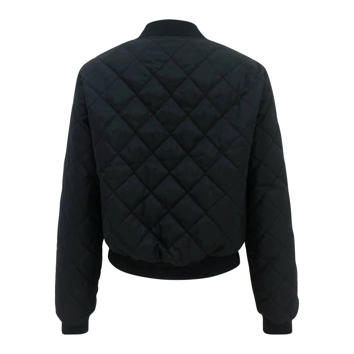 Women's Black Jacket, Quilted Bomber Style, All Season Jacket