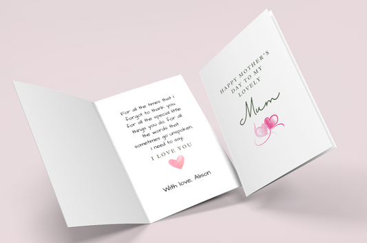 Personalised Mothers Day Gift, Cute Mothers Day Card