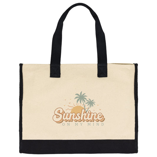 SunshineTote Bag, Premium Beach Bag, Large Cotton Weekender Bag