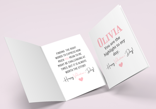 Personalised Romantic Card for Her, Valentines Gifts, For Wife, Girlfriend, Fiance, Partner