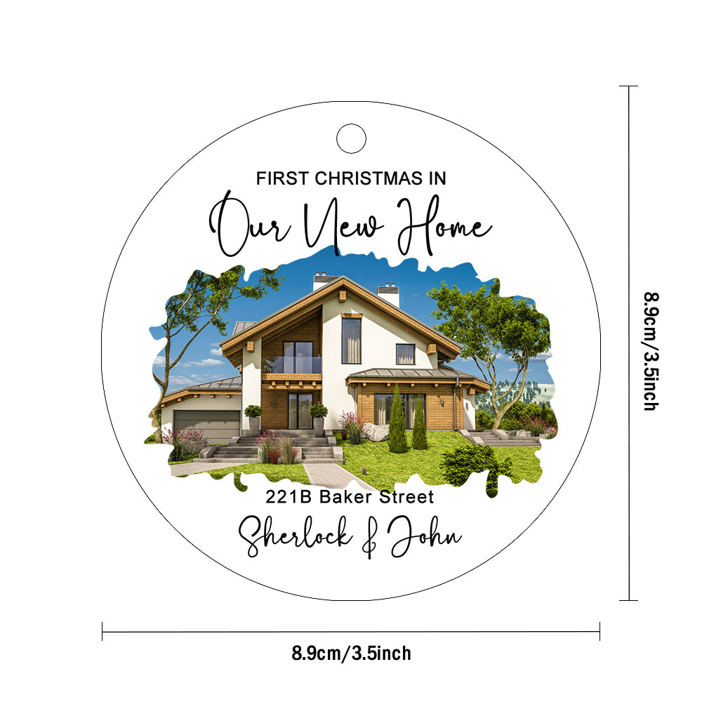 Personalised New Home Photo Hanging Ornament - Custom Watercolor Housewarming Christmas Gift