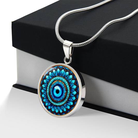 Evil Eye Necklace, Good Luck Charm, Engraving Necklace For Women