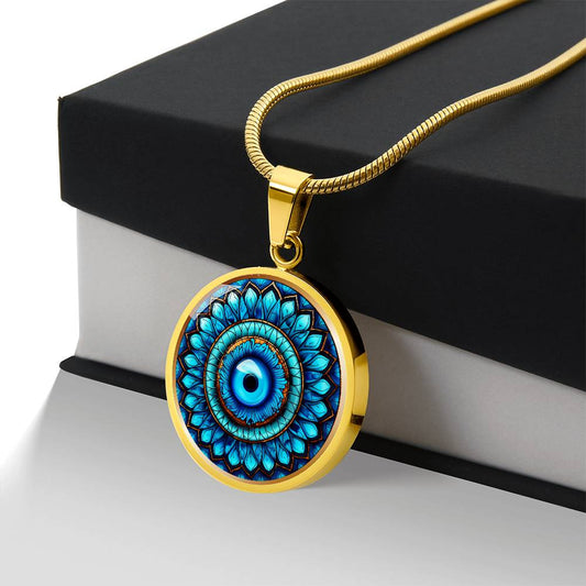 Evil Eye Necklace, Good Luck Charm, Engraving Necklace For Women