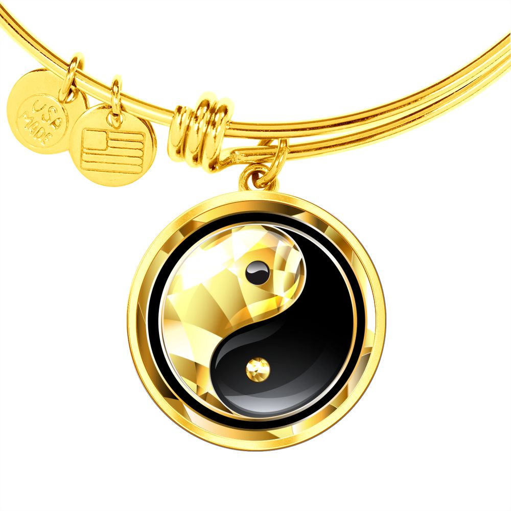 Yin Yang Bracelet, Spiritual Pendant Bangle, Engraving Bracelet For Women