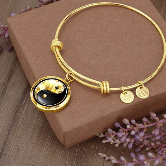 Yin Yang Bracelet, Spiritual Pendant Bangle, Engraving Bracelet For Women