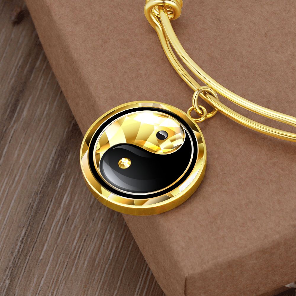 Yin Yang Bracelet, Spiritual Pendant Bangle, Engraving Bracelet For Women