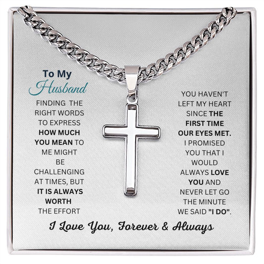 Relidious Gift, Engraving Cross Necklace, Gift For Husband
