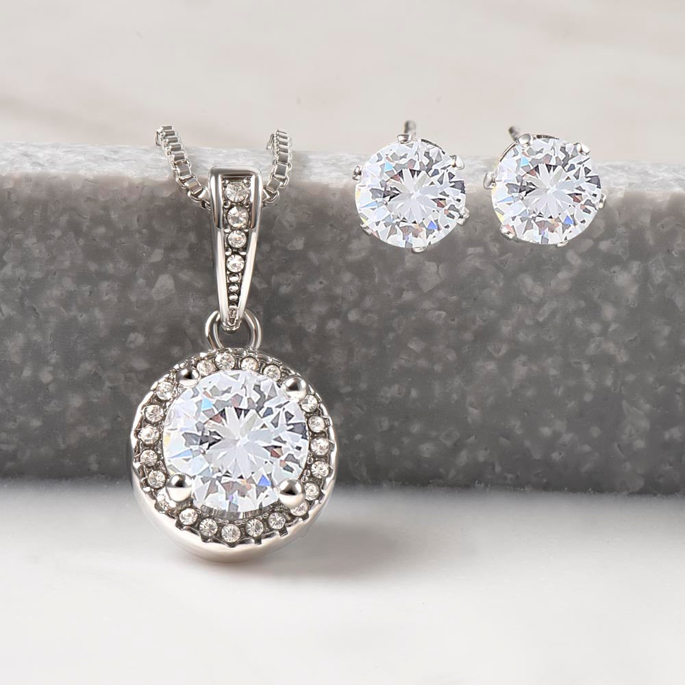 Mother's Day Gift, White Gold Finish Jewellery Set, Gift For Mum