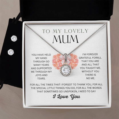 Mother's Day Gift, White Gold Finish Jewellery Set, Gift For Mum