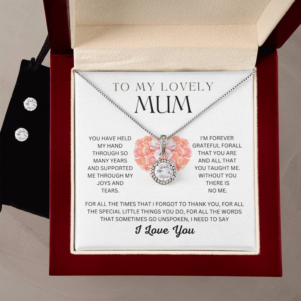 Mother's Day Gift, White Gold Finish Jewellery Set, Gift For Mum