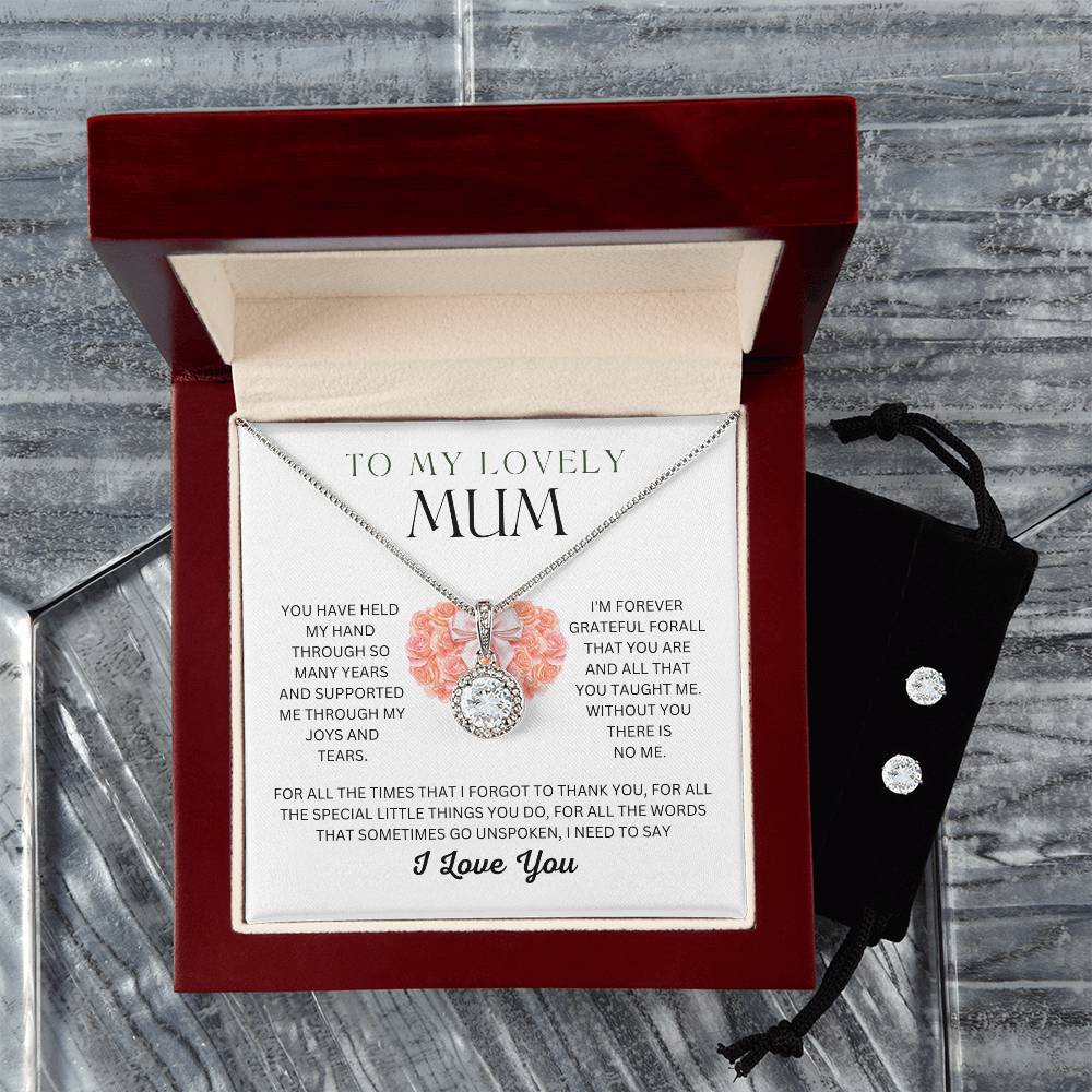 Mother's Day Gift, White Gold Finish Jewellery Set, Gift For Mum